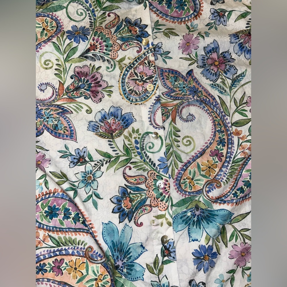 🔥 Alfred Dunner Multicolor Floral Paisley Button Down Shirt size XL - Picture 11 of 12